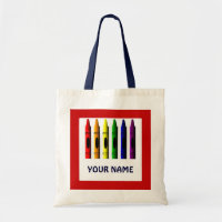 Crayons Name Template Red Tote Bag
