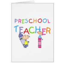 Crayons Preschool Teacher Tshirts and Gifts Greeting Cards