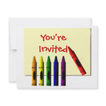 Crayons You're Invited invitations