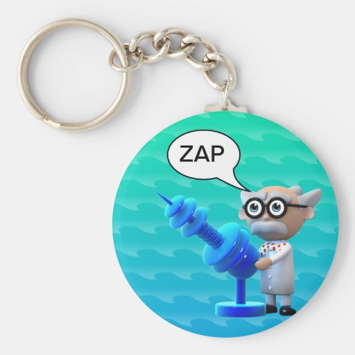 Crazy 3d Mad Scientist Raygun Deathray Key Chain