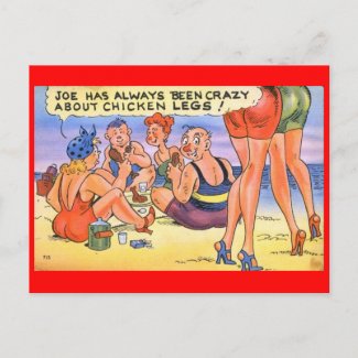 Crazy About Chicken Legs! Comic Vintage postcard
