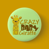 Crazy Baby Giraffe Button