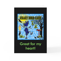 Crazy Bird Lady Design Greeting Card