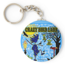 Crazy Bird Lady Design Keychains