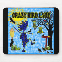 Crazy Bird Lady Design Mousepads