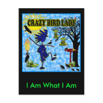 Crazy Bird Lady Design Post Card