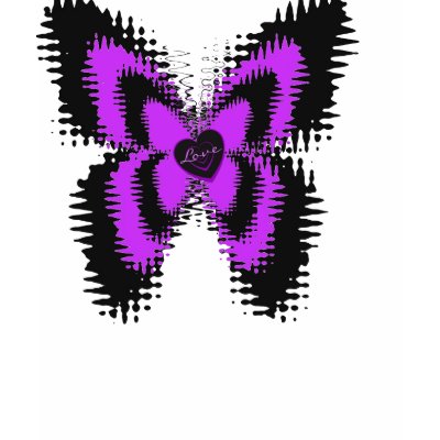 Crazy Black & Purple butterfly Tee Shirts by Priscilla48