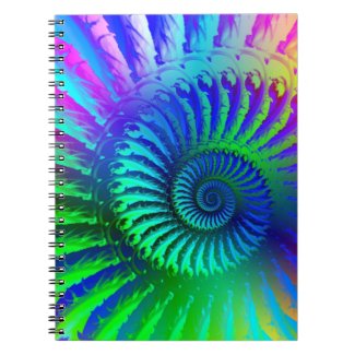 Crazy Blue Fractal Pattern Spiral Note Books