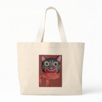 Crazy Cat Face Tote bags
