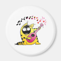 Crazy Cat Guitarist Fridge Magnet