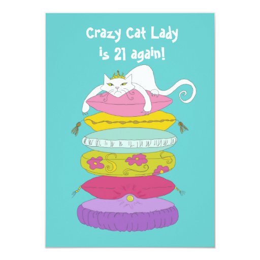 Crazy Cat Lady Funny Birthday Party Invites Zazzle