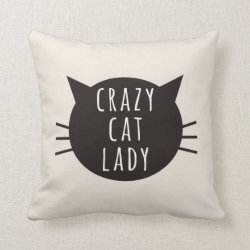 Crazy Cat Lady Funny Pillow Ivory