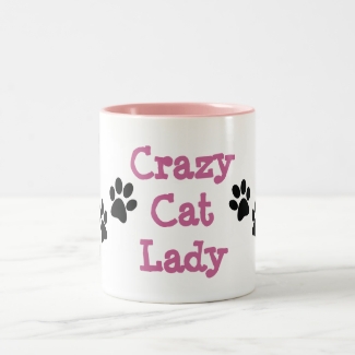 Crazy Cat Lady Pawprints Design Coffee Mug