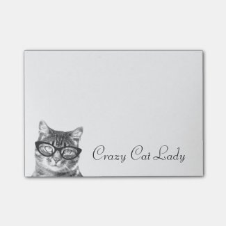 Crazy cat lady Post-it® notes | kitty in glasses