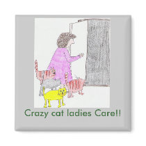 Crazy cat Magnet by KatAnnette Crazy cat Magnet