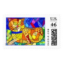 Crazy Cat Quilt Custom Postage postage by PennyCork Crazy Cat Quilt Custom Postage postage