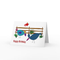 Crazy Chickens on the Farm Birthday Greeting Card