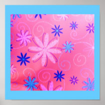 Crazy Color Flowers w/Swirl Poster