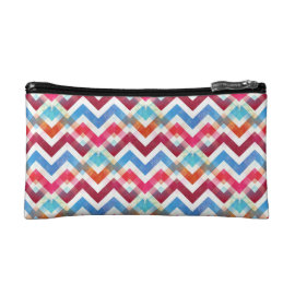 Crazy Colorful Chevron Stripes Zig Zags Pink Blue Cosmetic Bags