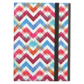 Crazy Colorful Chevron Stripes Zig Zags Pink Blue iPad Folio Case