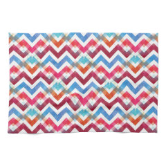 Crazy Colorful Chevron Stripes Zig Zags Pink Blue Hand Towel