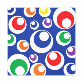Crazy Colorful Circle Balls Blue Pattern Gallery Wrap Canvas
