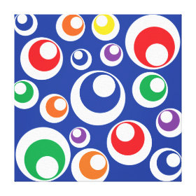 Crazy Colorful Circle Balls Blue Pattern Stretched Canvas Print