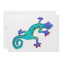 Crazy Colorful Lizard Personalized Invites