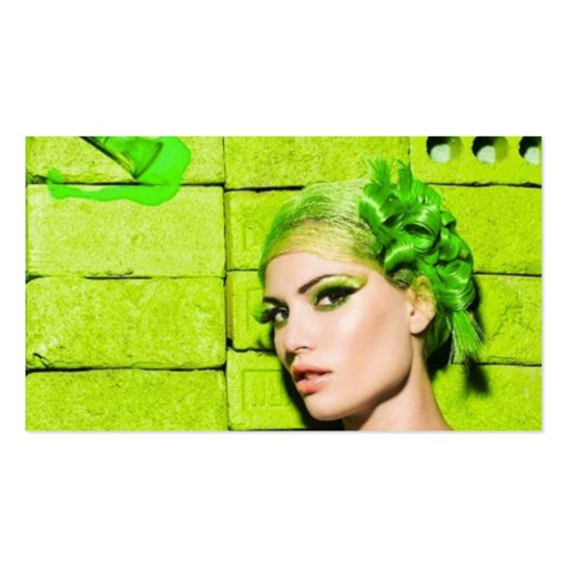 crazy_colors_1 Green Fashion Model beauty style Business Card Template (back side)