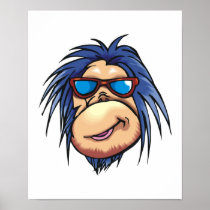 crazy cool monkey face poster