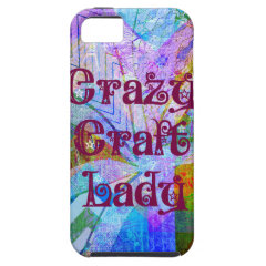Crazy Craft Lady Blue Purple Butterfly Chevron Col iPhone 5 Cover
