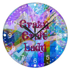 Crazy Craft Lady Blue Purple Butterfly Chevron Col Clock