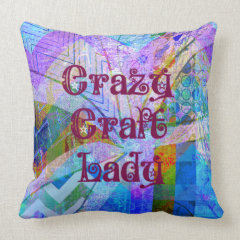 Crazy Craft Lady Blue Purple Butterfly Chevron Col Pillow