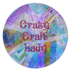 Crazy Craft Lady Blue Purple Butterfly Chevron Col Dinner Plate