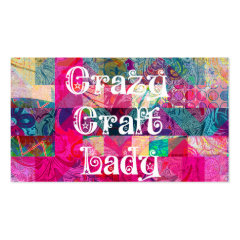 Crazy Craft Lady Colorful Pattern Vibrant Crafting Business Card Templates