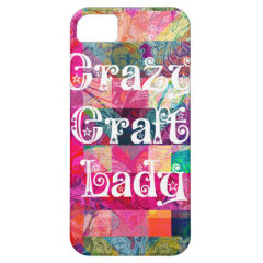 Crazy Craft Lady Colorful Pattern Vibrant Crafting iPhone 5 Covers