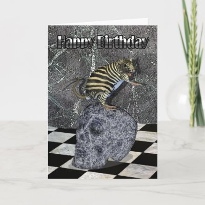 Crazy Creature Birthday Card zebrat on skull from Zazzl
