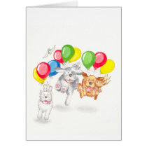 Crazy dogs with balloons cards