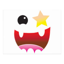 crazy face with star eye post card