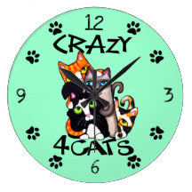 Crazy Four / For Cats Cat Lover Wall Clock