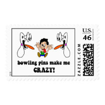 Crazy funny bowling postage stamps