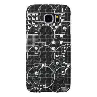 Crazy Geek Geometric white pattern on Black Samsung Galaxy S6 Cases