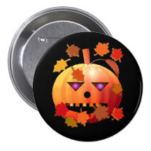 Crazy Halloween Pumpkin Pinback Buttons