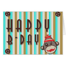 Crazy Hat Happy Birthday Sock Monkey Card