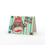 Crazy Hat Sock Monkey Party Invitation Greeting Cards