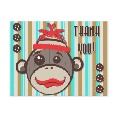 crazy hat sock monkey thank you postcard p239710220698533183en7lo 400 Sock Monkey Party