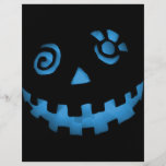 Crazy Jack O Lantern Pumpkin Face Blue Custom Flyer