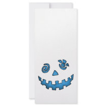 Crazy Jack O Lantern Pumpkin Face Blue rack cards