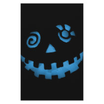 Crazy Jack O Lantern Pumpkin Face Blue Personalized Stationery