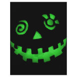 Crazy Jack O Lantern Pumpkin Face Green Flyer Design